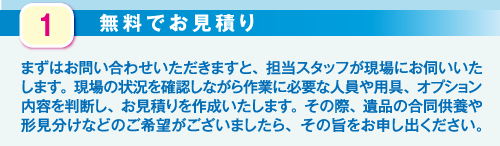 特殊清掃を含む遺品整理作業の流れ「お見積り」